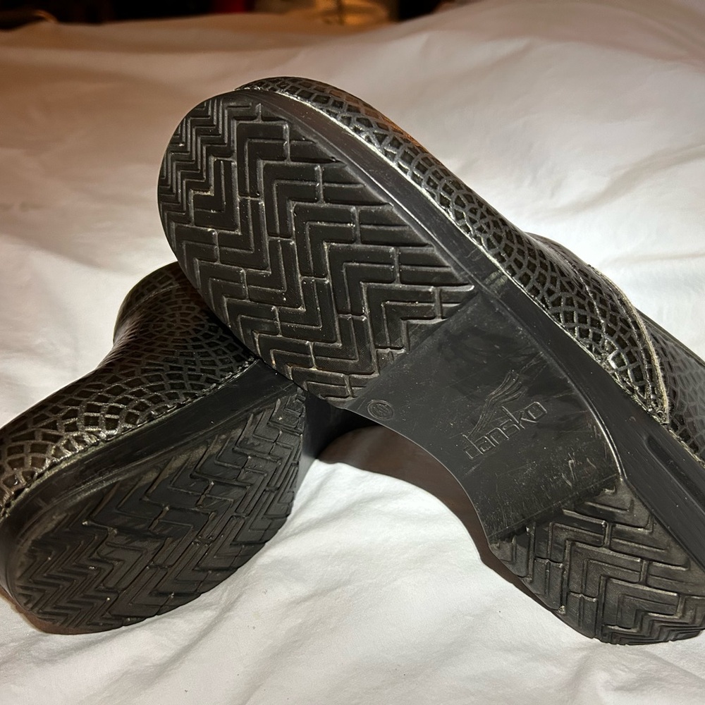 Dansko Black/Silver Patterned Clogs - image 4